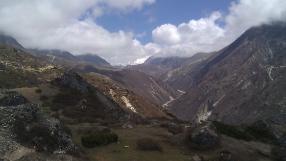 Looking up the Gokyo Valley.